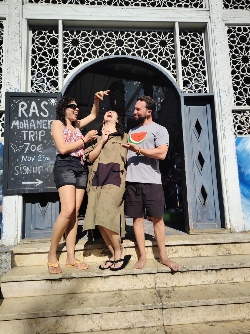 Laughing together after a session in Dahab