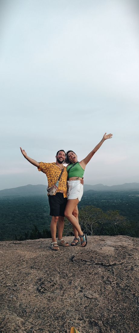 Shebl and Rimi on a hilltop in Sri Lanka