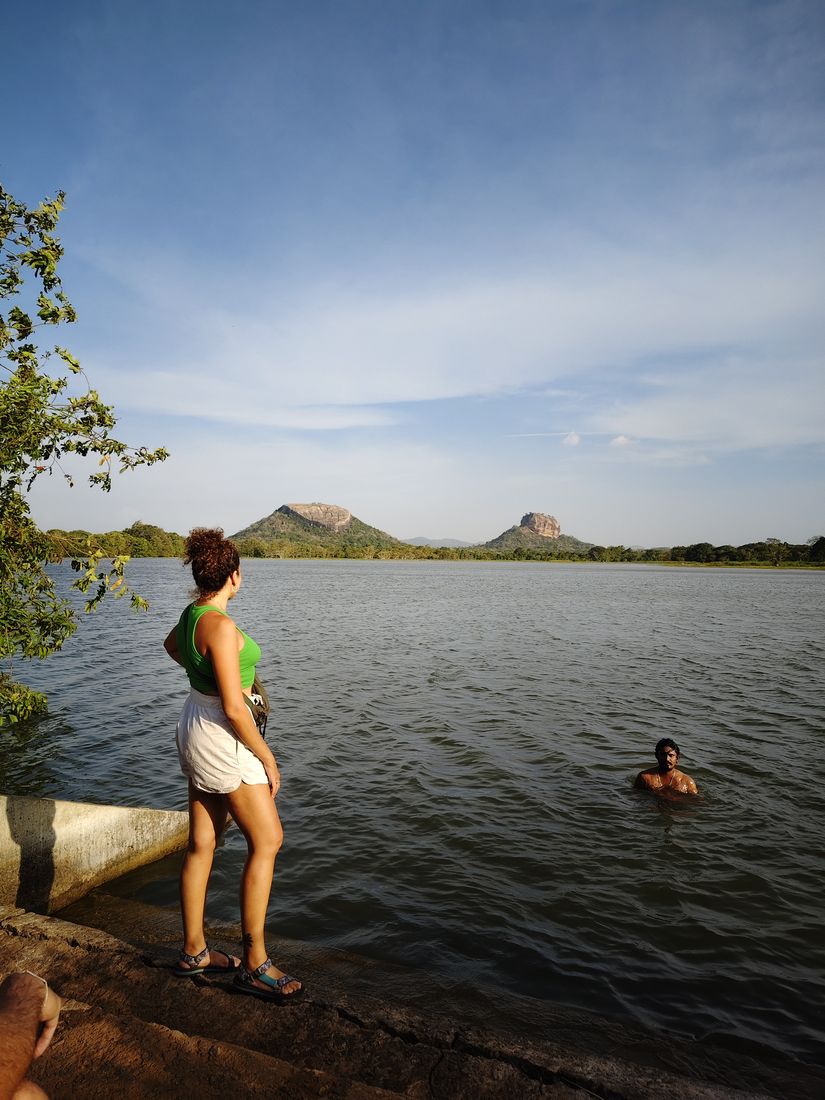 A swim in the lake below Sigiriya, Sri Lanka