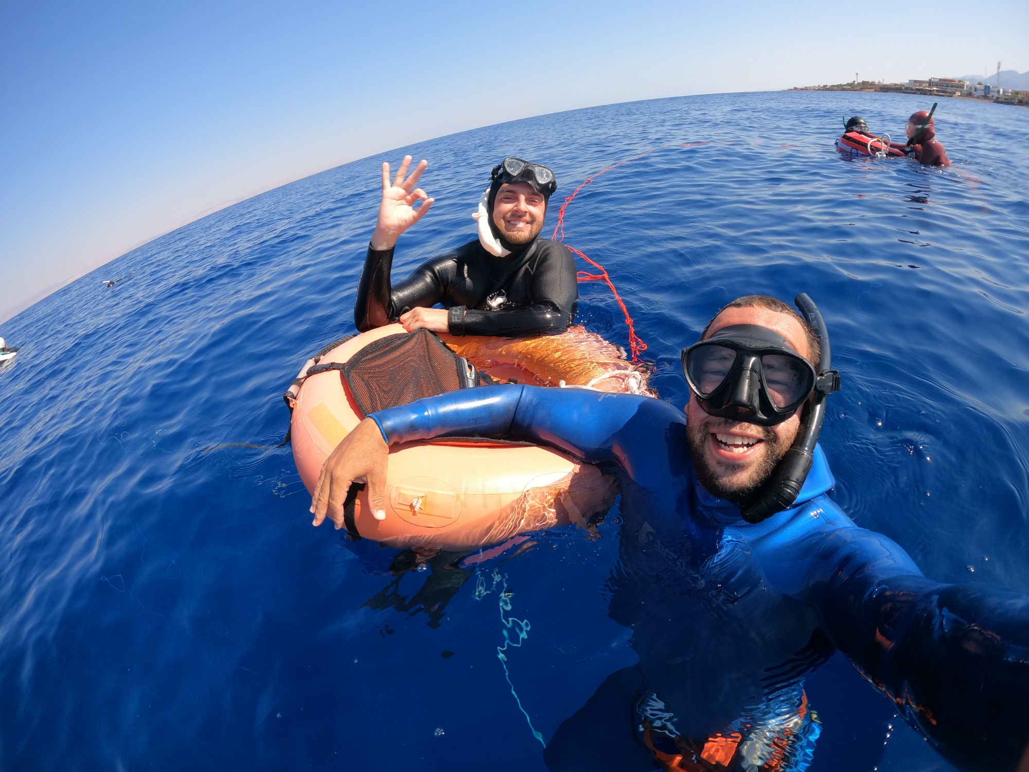 Freedivers in the Mediterranean sea near Barcelona