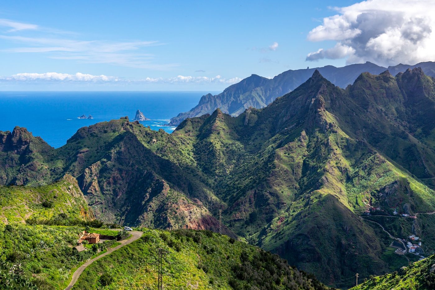 Green mountains meeting the Atlantic in the Anaga range, Tenerife